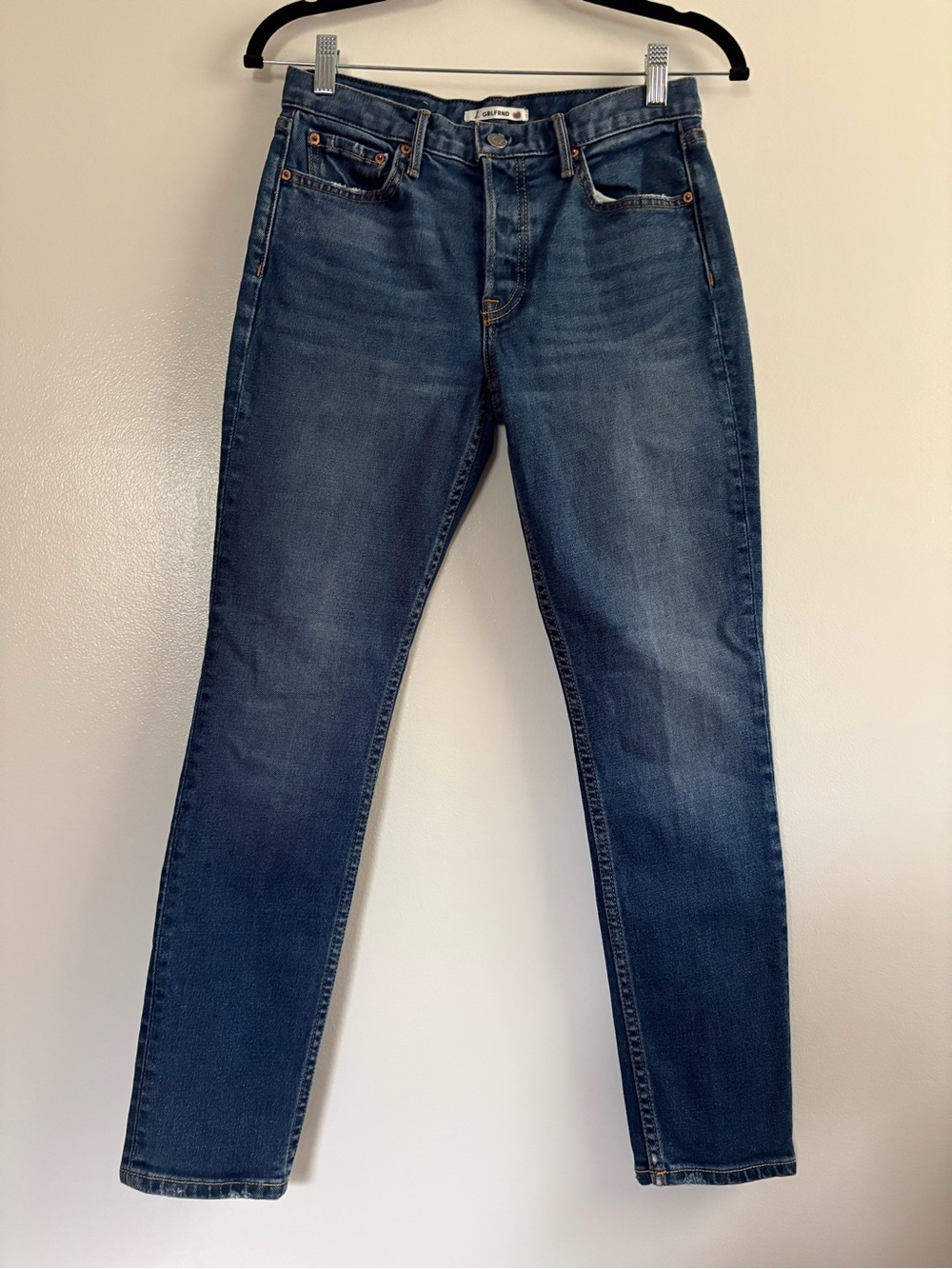 GRLFRND Yasmin Mid-Rise Skinny Crop Jeans Joan Jett Blue Wash Size 25